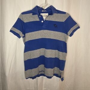 Abercrombie Kids Blue and Gray Striped Polo Shirt